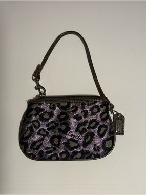 Coach Silver Leopard Print Small Wristlet Wallet Change Purse Designer Zip Up
